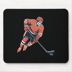 Funny Skeleton Ice Hockey Halloween Mouse Pad