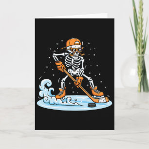 Funny Skeleton Ice Hockey Halloween Spooky Player Card