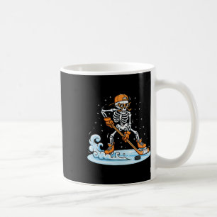 Funny Skeleton Ice Hockey Halloween Spooky Player Coffee Mug