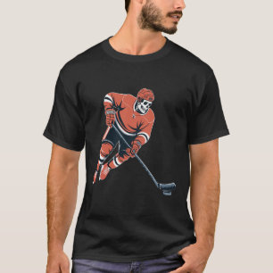 Funny Skeleton Ice Hockey Halloween  T-Shirt