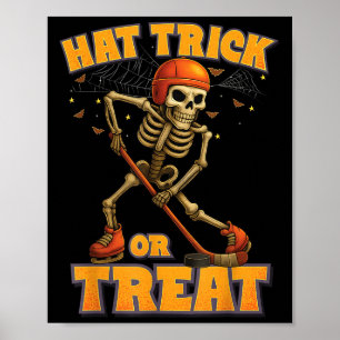 Funny Skeleton Ice Hockey Player Halloween Costume Poster