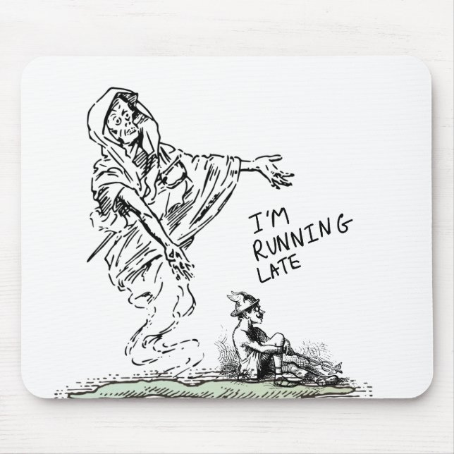 ​Funny Skeleton I'm Running Late Mouse Pad (Front)