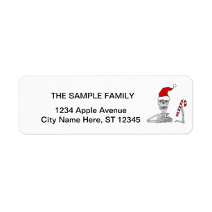 Funny Skeleton in Santa hat Christmas Return Address Label