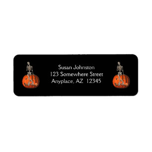 Funny Skeleton Jack O Lantern Halloween Address Return Address Label