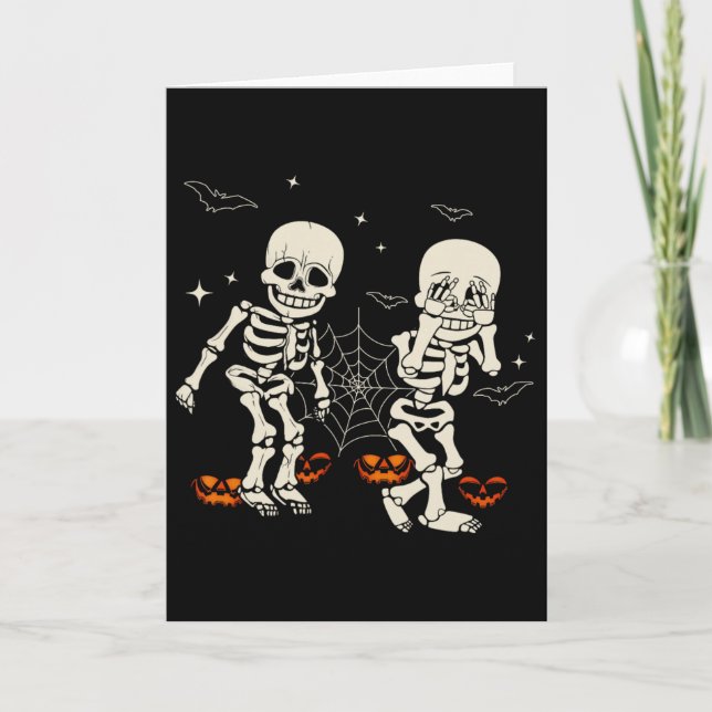 Funny Skeleton Kids Griddy-dance Halloween Trick O Card (Front)