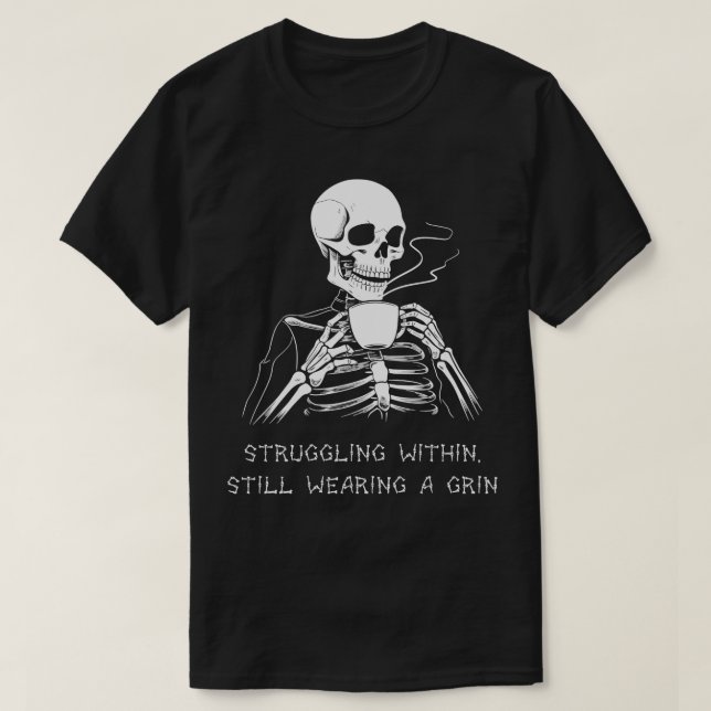 Funny Skeleton Lazy Costume Goth Men Women Funny H T-Shirt (Design Front)