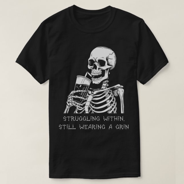 Funny Skeleton Lazy Costume Goth Men Women Funny H T-Shirt (Design Front)