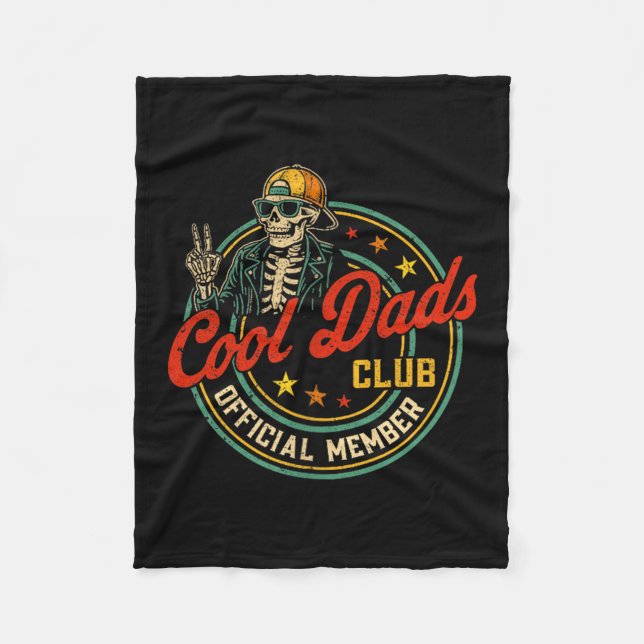 Funny Skeleton Member Cool Dads Club Father's Day  Fleece Blanket (Front)