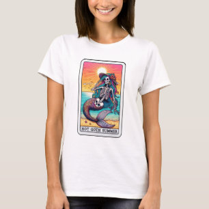 Funny Skeleton Mermaid Tarot Hot Goth Summer T-Shirt