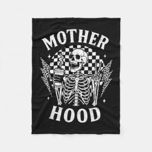 Funny Skeleton Motherhood Funny Mum Life Coffee Fleece Blanket