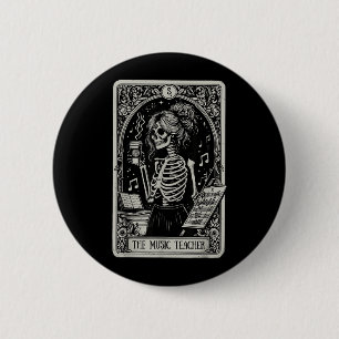 Funny Skeleton Music Teacher Tarot Card Halloween 6 Cm Round Badge