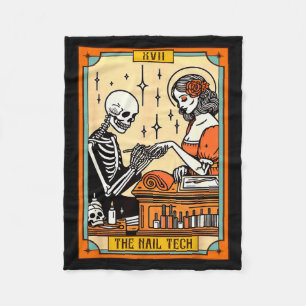 Funny Skeleton Nail Boss The Nail Tech Life Tarot Fleece Blanket