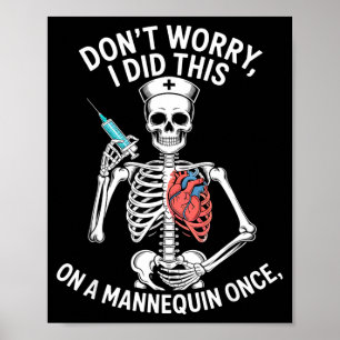 Funny skeleton nurse mannequin medical humorFunny Poster