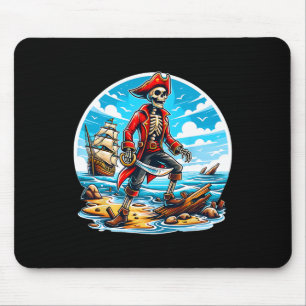 Funny Skeleton Pirate Tee Skull Halloween Skeleton Mouse Pad