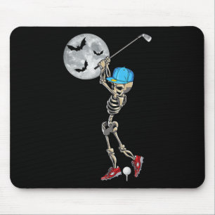 Funny Skeleton Playing Golf Golfing Happy Hallowee Mouse Pad