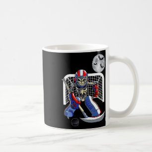 Funny Skeleton Playing Ice Hockey Happy Halloween  Coffee Mug