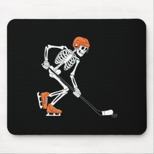 Funny Skeleton Playing Ice Hockey Lovers Spooky Ha Mouse Pad