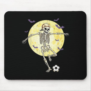 Funny Skeleton Playing Soccer Funny Halloween Men  Mouse Pad