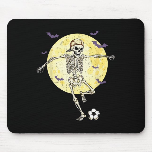 Funny Skeleton Playing Soccer Funny Halloween Men  Mouse Pad (Front)