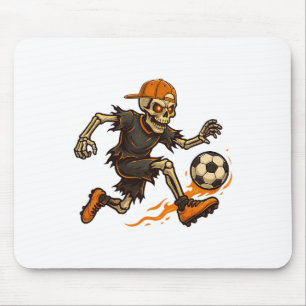 Funny Skeleton Playing Soccer Halloween Shirts Men Mouse Pad