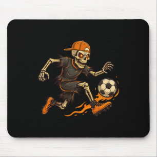 Funny Skeleton Playing Soccer Halloween Shirts Men Mouse Pad