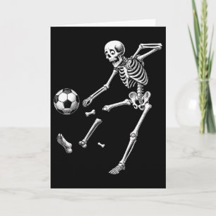 Funny Skeleton Playing Soccer, Halloween Soccer Bo Card