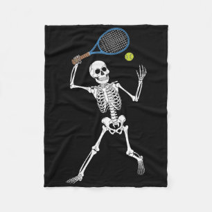 Funny Skeleton Playing Tennis Lovers Spooky Hallow Fleece Blanket