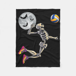 Funny Skeleton Playing Volleyll Happy Halloween Da Fleece Blanket