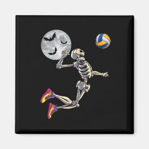 Funny Skeleton Playing Volleyll Happy Halloween Da Magnet