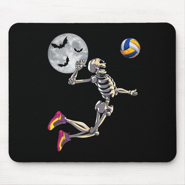 Funny Skeleton Playing Volleyll Happy Halloween Da Mouse Pad (Front)