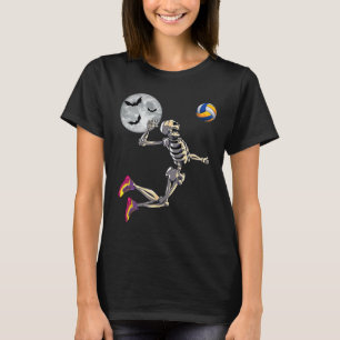 Funny Skeleton Playing Volleyll Happy Halloween Da T-Shirt