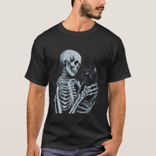 Funny Skeleton playing with a cat Graphic Skull Ca T-Shirt