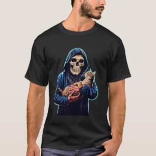 Funny Skeleton playing with a cat Graphic Skull Ca T-Shirt