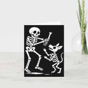 Funny Skeleton Playing With Dog Halloween For Dogs Card