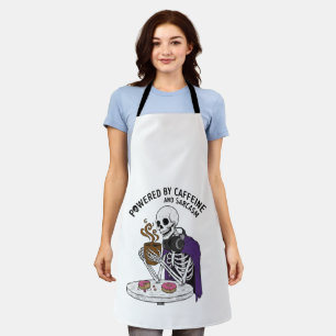 Funny Skeleton Powered by Caffeine and Sarcasm Apron