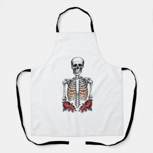 Funny Skeleton Pumpkin Fall Apron