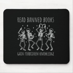 Funny Skeleton Read Banned Books Gain Forbidden Kn Mouse Pad