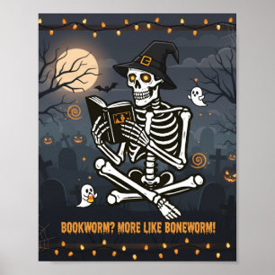 Funny Skeleton Reading Poster