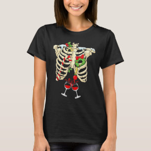 Funny Skeleton Rib Cage Wine Ugly Christmas Sweate T-Shirt
