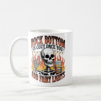 Funny Skeleton: Rock Bottom Sarcastic Graphic  Coffee Mug