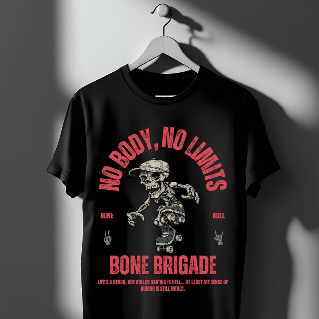 Funny Skeleton Roller Skating Bone Brigade  T-Shirt (Creator Uploaded)