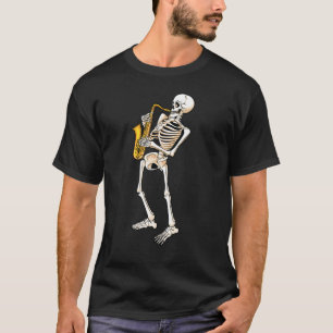 Funny Skeleton Saxophone Cute Halloween Costume K T-Shirt