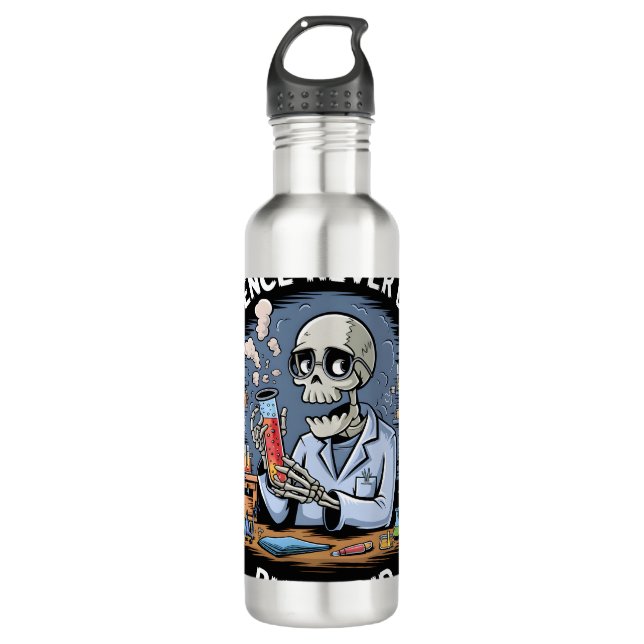 Funny Skeleton Scientist Design 710 Ml Water Bottle (Front)