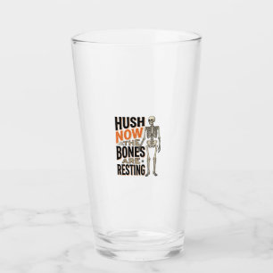 Funny Skeleton Shirt, Hush Now Halloween Engraving Glass