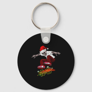 Funny Skeleton Skateboard Christmas Pajama Santa S Key Ring
