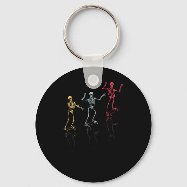 Funny Skeleton Skateboard Skateboarding  Key Ring (Front)