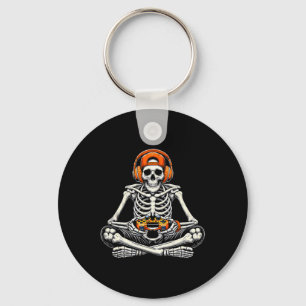 Funny Skeleton Skull Video Game Gamer Men Boys Hal Key Ring