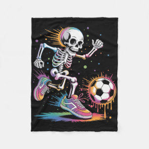 Funny Skeleton Soccer Drip Dripping Boy Youth Kids Fleece Blanket