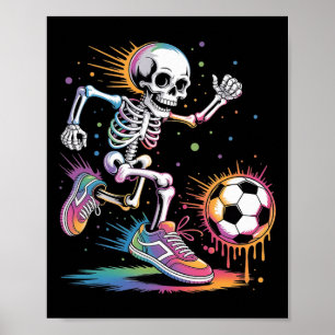 Funny Skeleton Soccer Drip Dripping Boy Youth Kids Poster