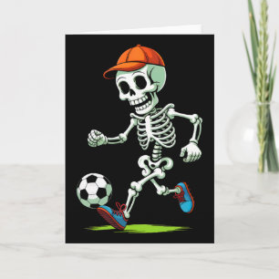 Funny Skeleton Soccer Halloween Costume Men Boys T Card